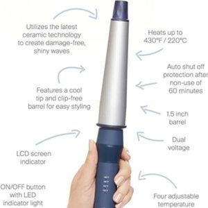 MONAT Showstopper Ceramic Styling Curling Wand w/Glove New!